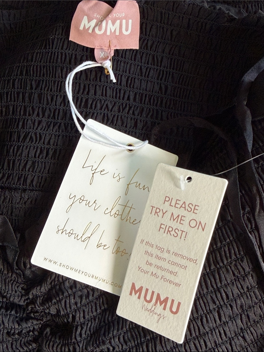 NWT Show Me Your MuMu Stella Black Smocked Midi Dress Size XL Party Guest - Picture 8 of 11